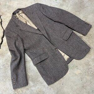 Vintage herringbone tweed blazer, tan, size 40 R